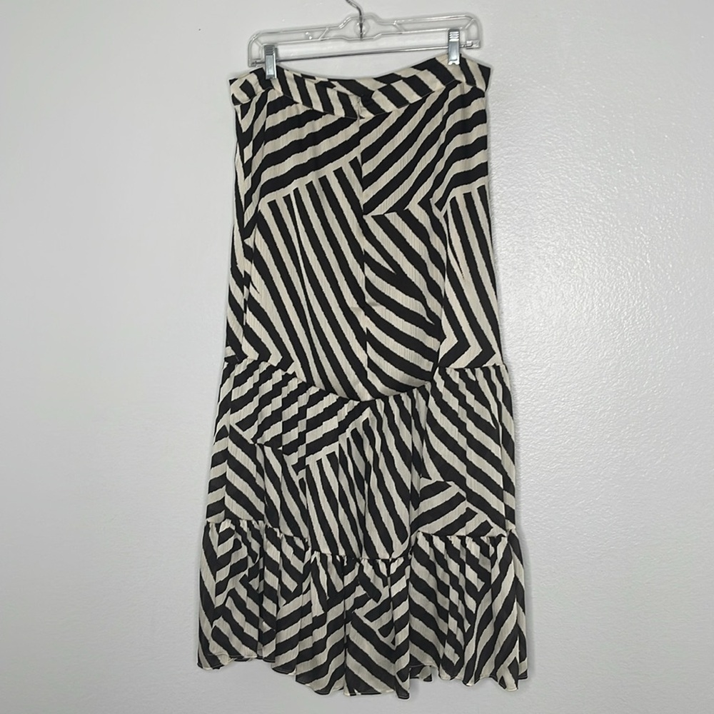 Sachin & Babi Womens Miranda Striped Slit Brown Beige Midi Skirt Size 12 New - Picture 5 of 8